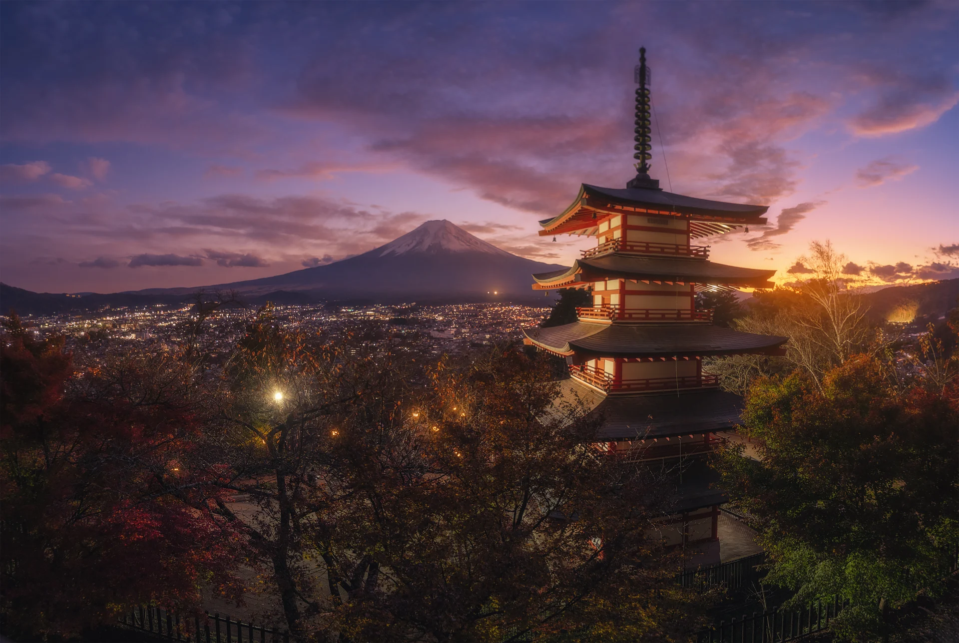 El Monte Fuji · Chureito Pagoda, Japón